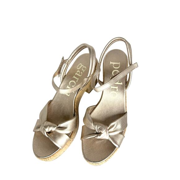 Pedro Garcia  Rose Gold Dala Slingback Platform Sandal Nappa Lame size 40.5 - Picture 9 of 10